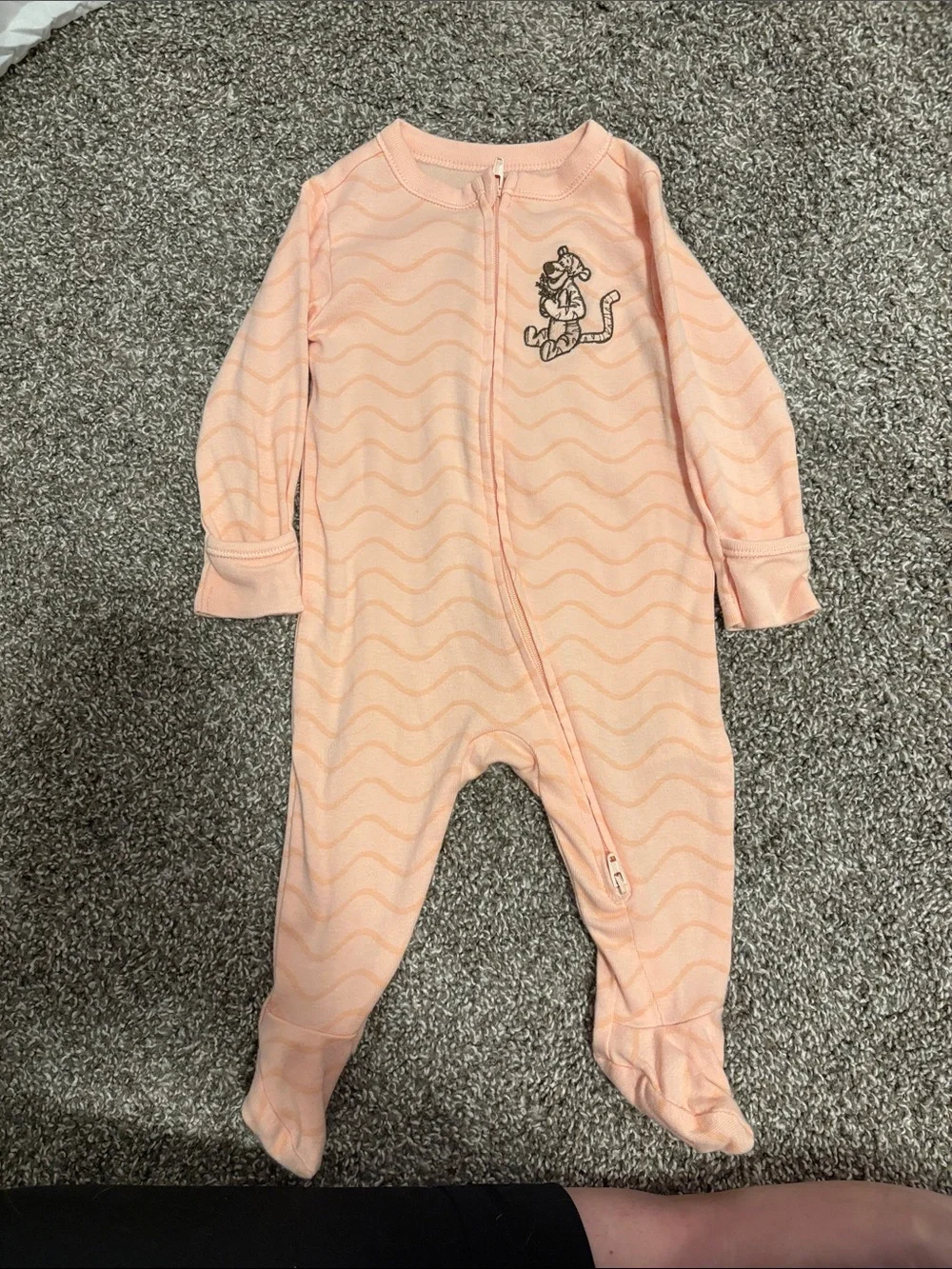 Old Navy Tigger Peach Wave-Print Footed One-Piece Sleeper